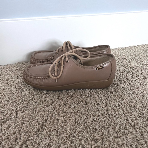 SAS Siesta Lace Up Moccasin Shoes Mocha Comfort Oxford Classic Office Size 4.5 M - Picture 11 of 16